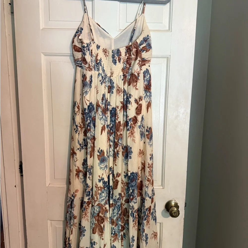 Abercrombie & Fitch Cream and Blue Spaghetti Strap Sundress